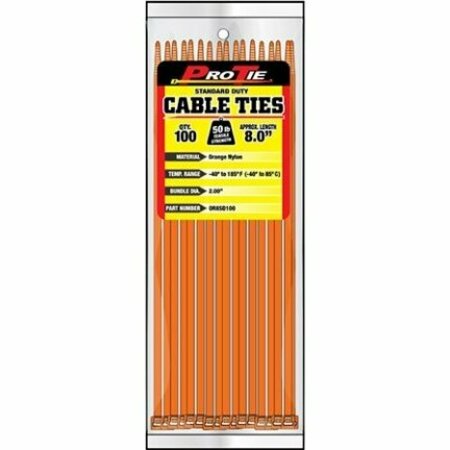 PRO TIE CABLE TIES 8 ORANGE SD, 100PK OR8SD100